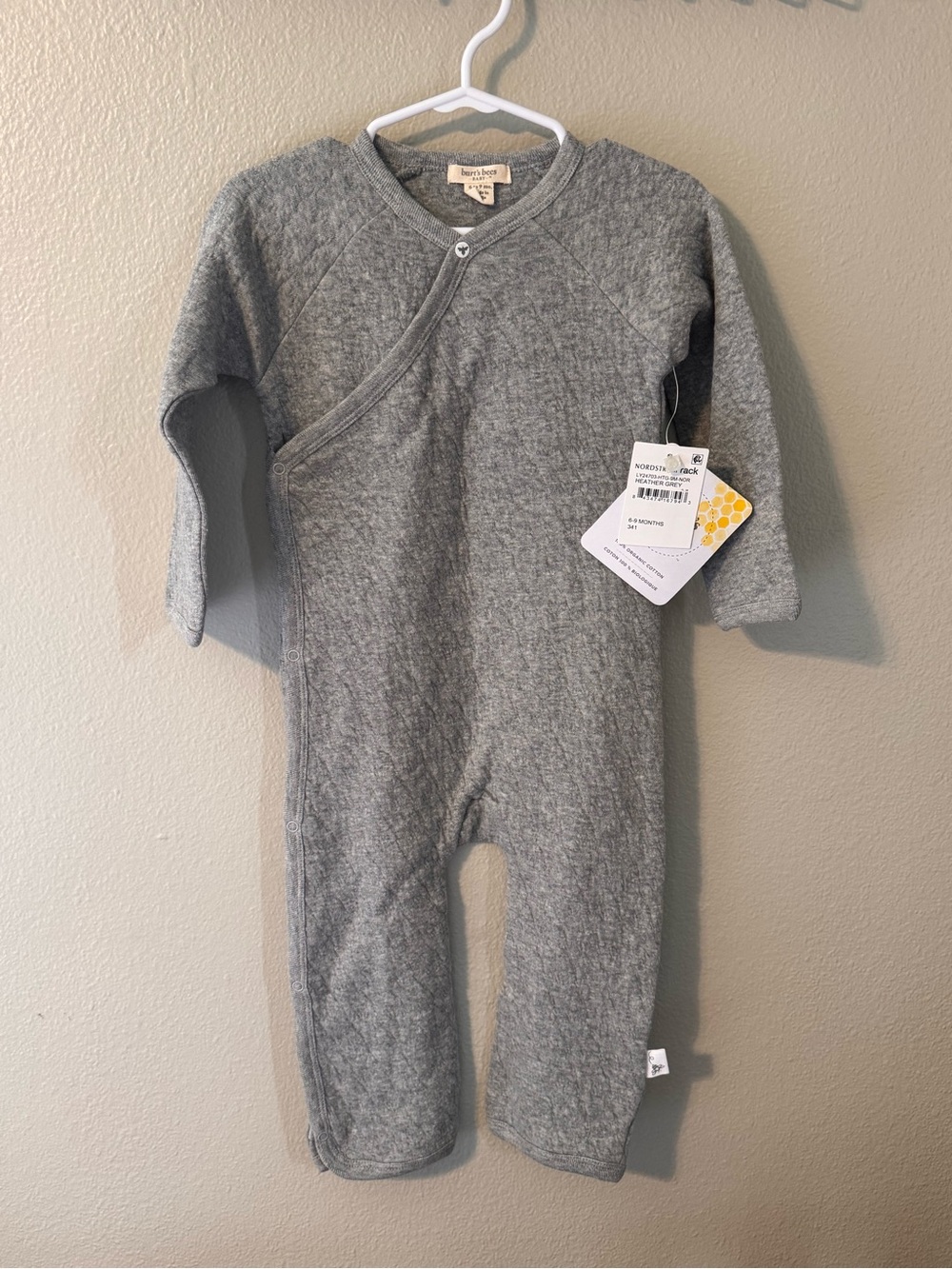 NWT Gray Burts Bees Coveralls Size 6-9M